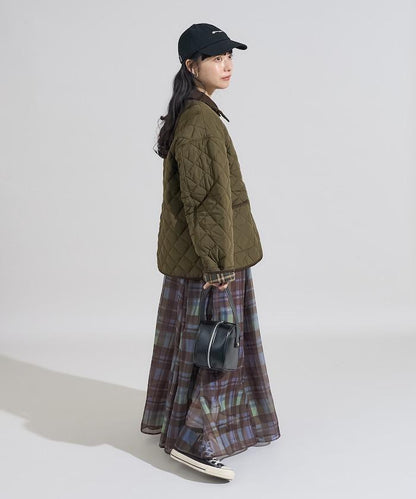 PRIMALOFT 菱形絎縫帶領中長款大衣