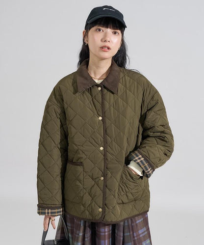 PRIMALOFT 菱形絎縫帶領中長款大衣