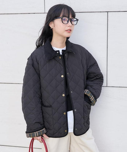 PRIMALOFT 菱形絎縫帶領中長款大衣
