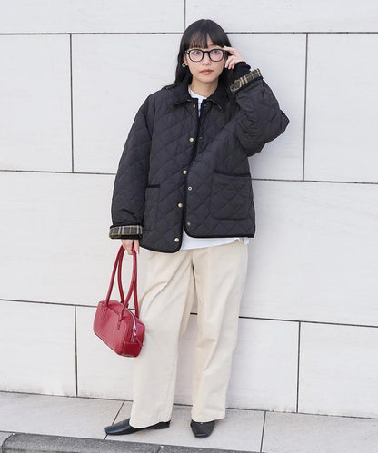 PRIMALOFT 菱形絎縫帶領中長款大衣
