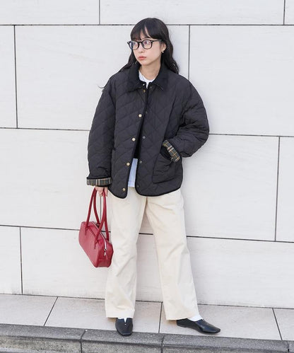 PRIMALOFT 菱形絎縫帶領中長款大衣