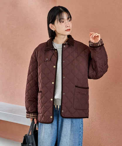 PRIMALOFT 菱形絎縫帶領中長款大衣