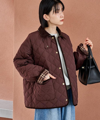 PRIMALOFT 菱形絎縫帶領中長款大衣