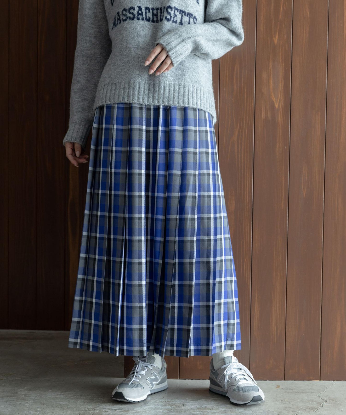 格紋百褶休閒裙