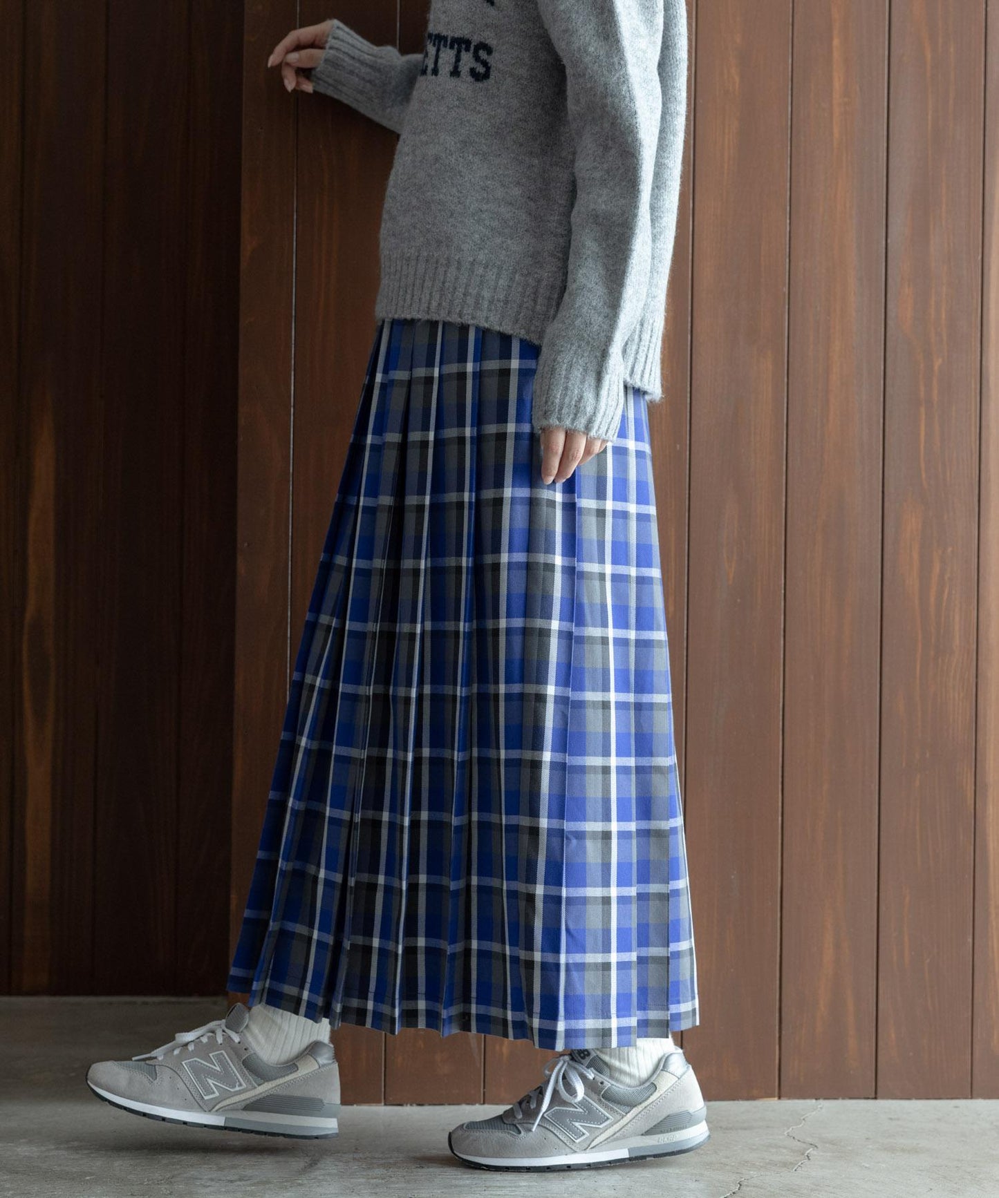 格紋百褶休閒裙