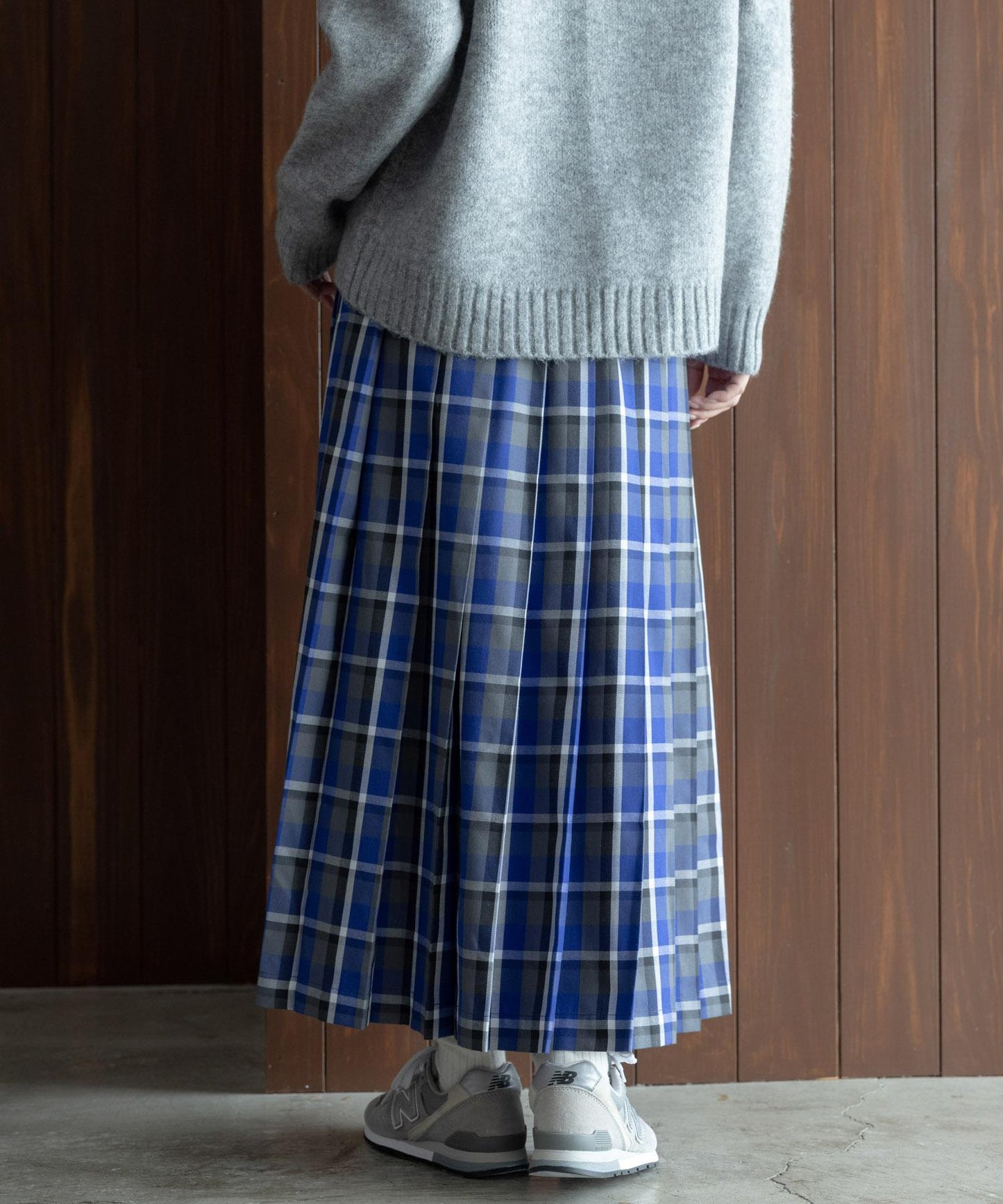 格紋百褶休閒裙
