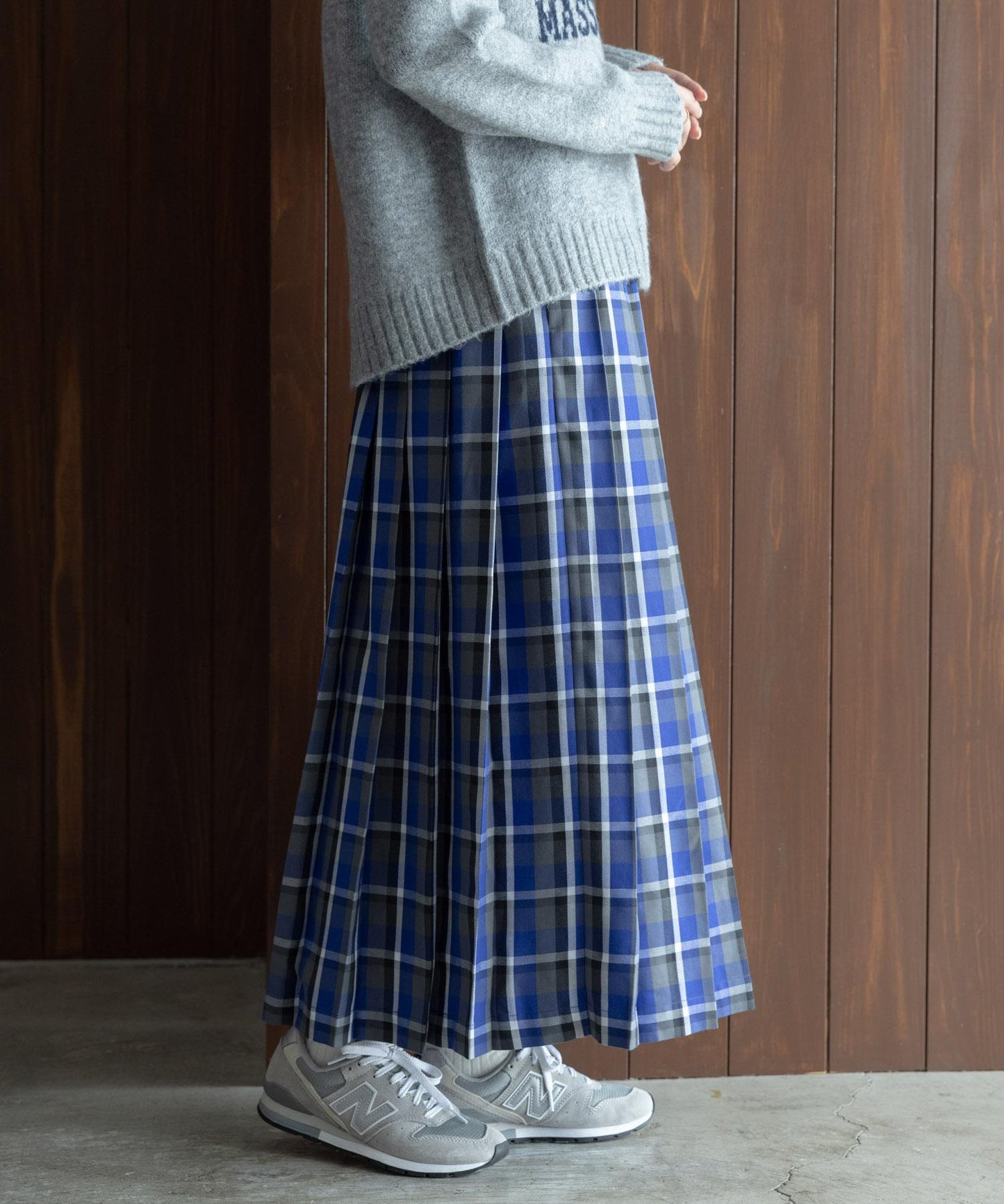 格紋百褶休閒裙