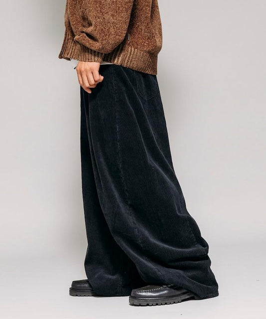 寬鬆版型 單水洗 彎曲燈芯絨長褲