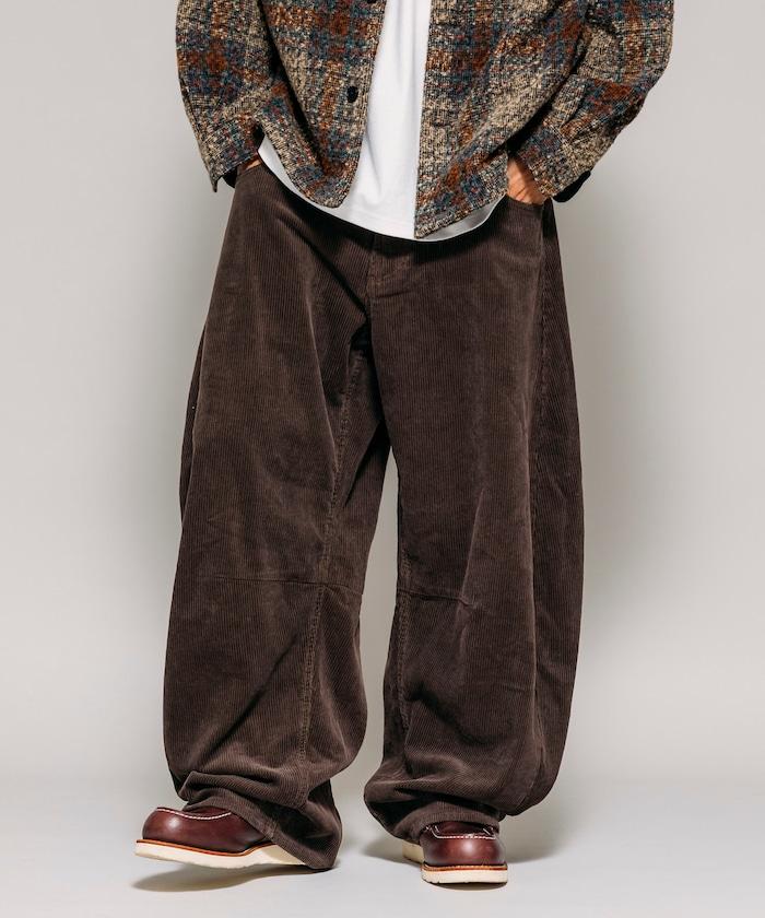 寬鬆版型 單水洗 彎曲燈芯絨長褲