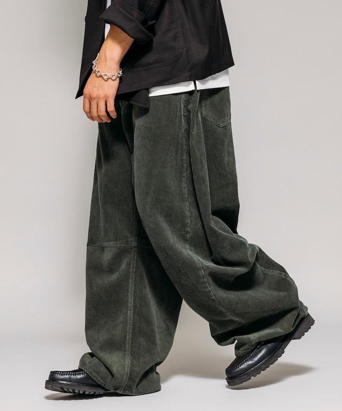 寬鬆版型 單水洗 彎曲燈芯絨長褲