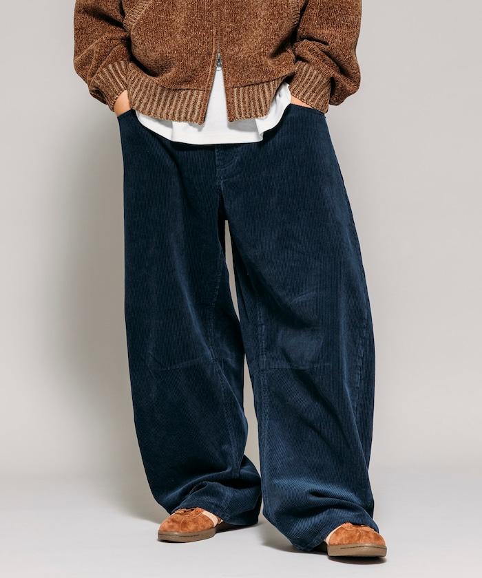 寬鬆版型 單水洗 彎曲燈芯絨長褲