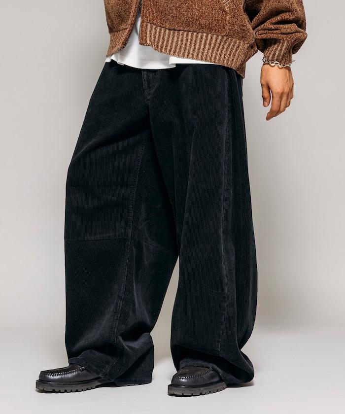 寬鬆版型 單水洗 彎曲燈芯絨長褲