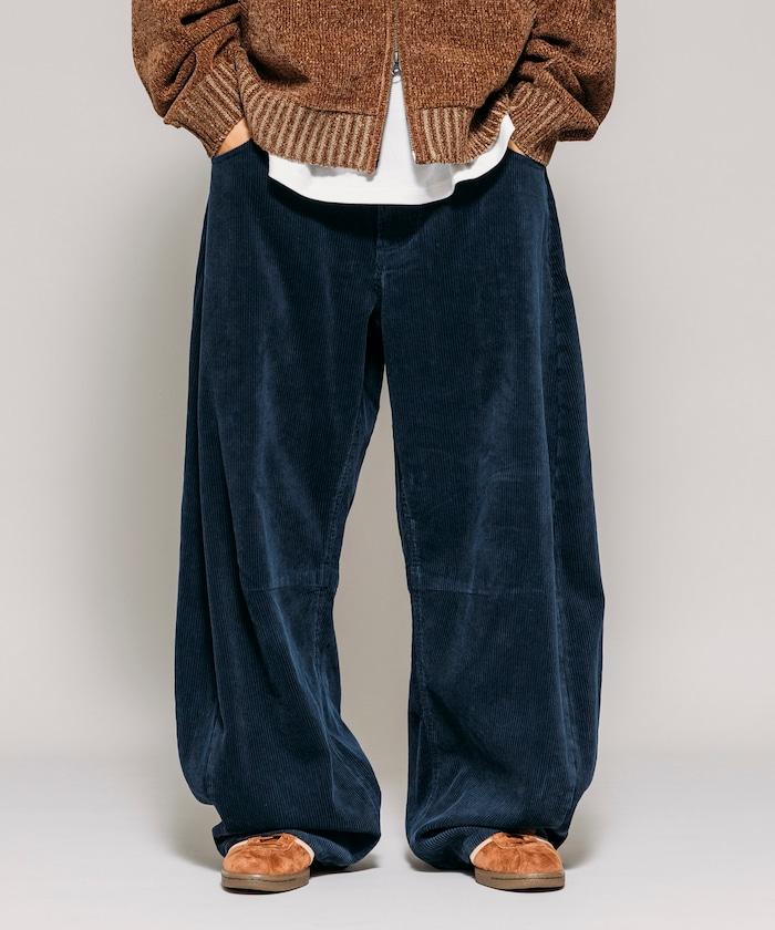 寬鬆版型 單水洗 彎曲燈芯絨長褲