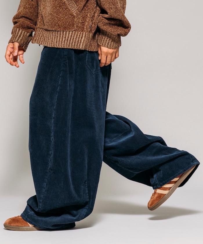 寬鬆版型 單水洗 彎曲燈芯絨長褲