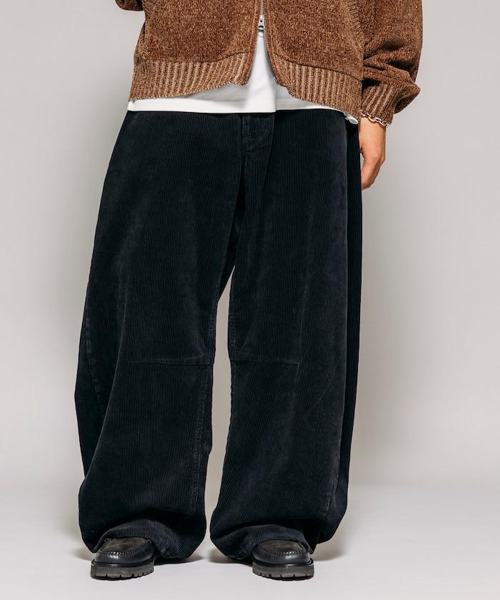 寬鬆版型 單水洗 彎曲燈芯絨長褲