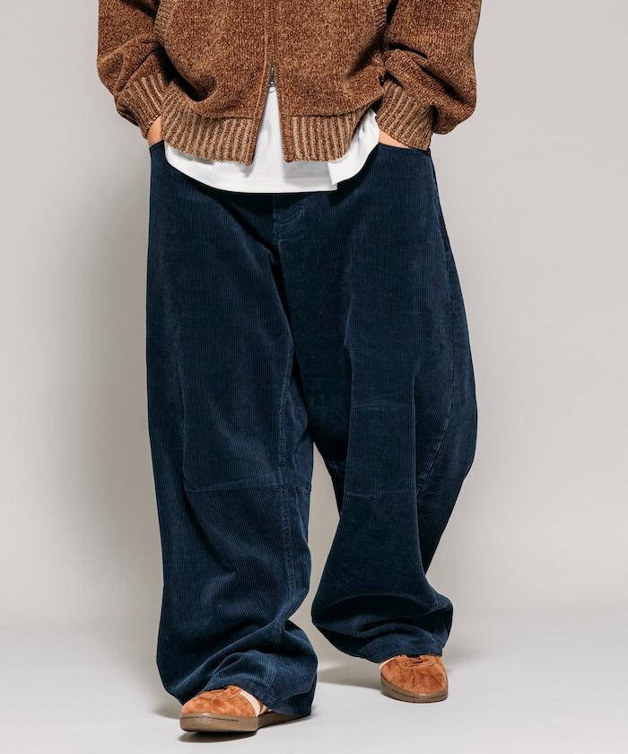 寬鬆版型 單水洗 彎曲燈芯絨長褲