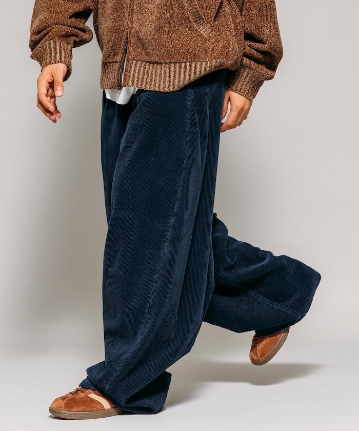 寬鬆版型 單水洗 彎曲燈芯絨長褲