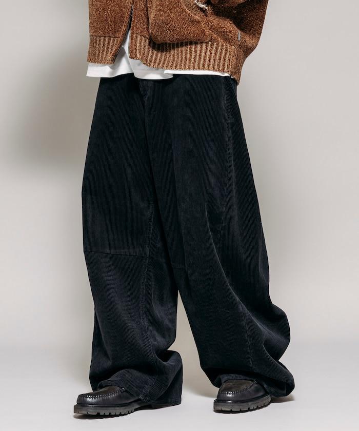 寬鬆版型 單水洗 彎曲燈芯絨長褲