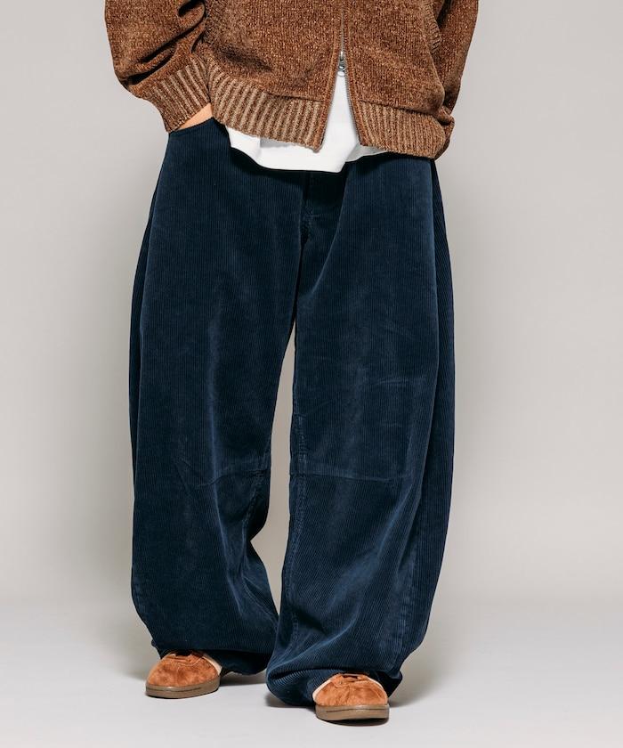 寬鬆版型 單水洗 彎曲燈芯絨長褲