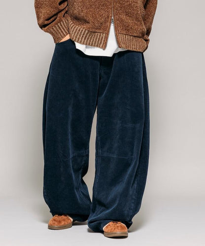 寬鬆版型 單水洗 彎曲燈芯絨長褲