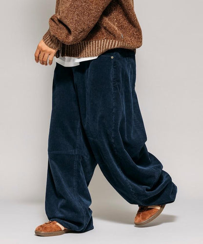 寬鬆版型 單水洗 彎曲燈芯絨長褲