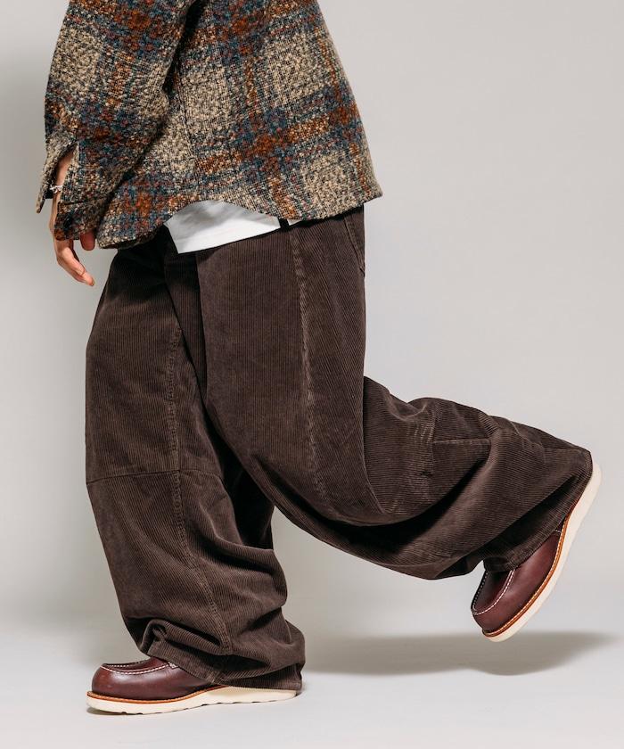 寬鬆版型 單水洗 彎曲燈芯絨長褲