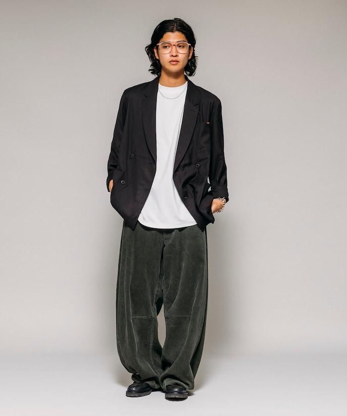 寬鬆版型 單水洗 彎曲燈芯絨長褲