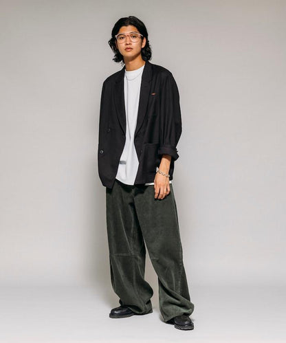 寬鬆版型 單水洗 彎曲燈芯絨長褲