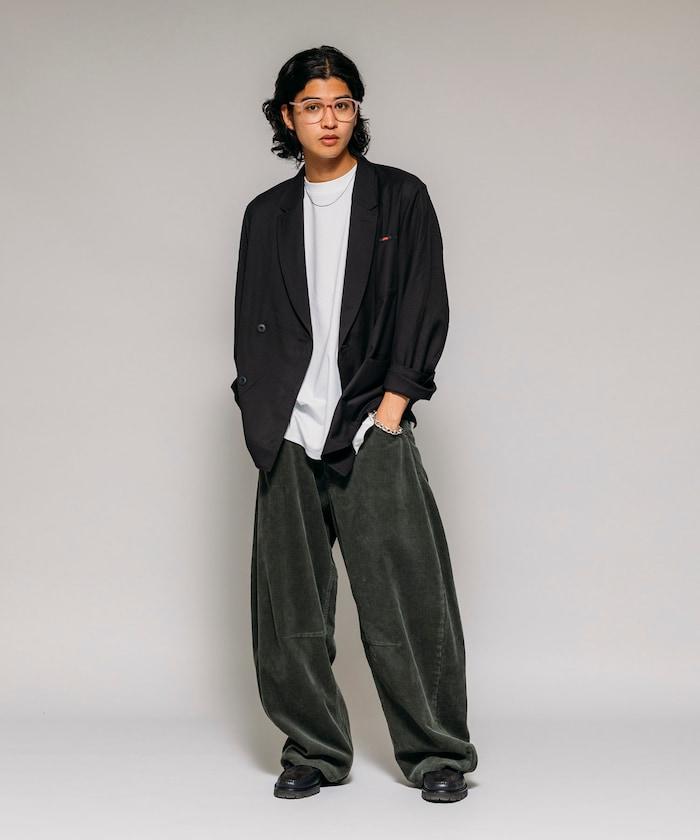 寬鬆版型 單水洗 彎曲燈芯絨長褲