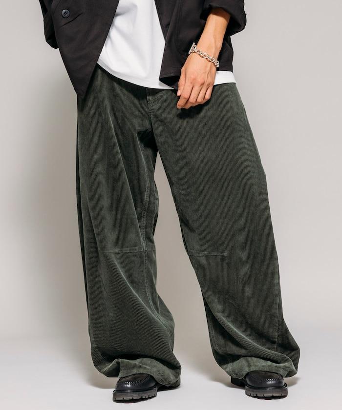 寬鬆版型 單水洗 彎曲燈芯絨長褲