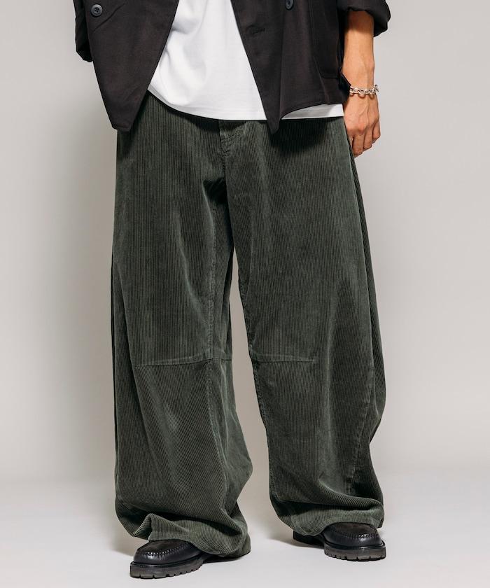 寬鬆版型 單水洗 彎曲燈芯絨長褲