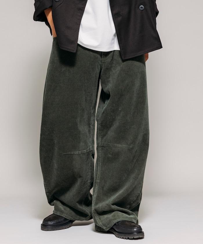 寬鬆版型 單水洗 彎曲燈芯絨長褲