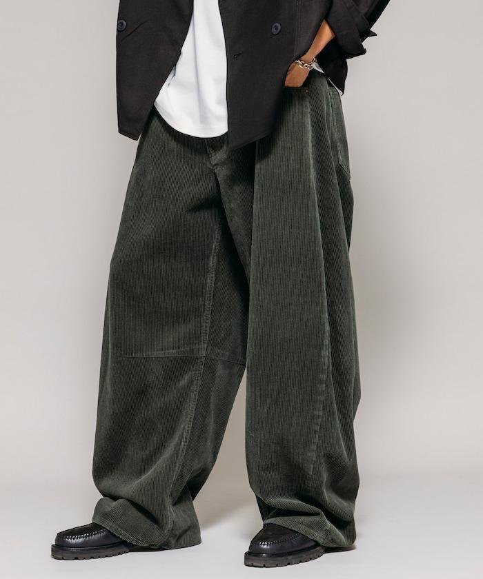 寬鬆版型 單水洗 彎曲燈芯絨長褲