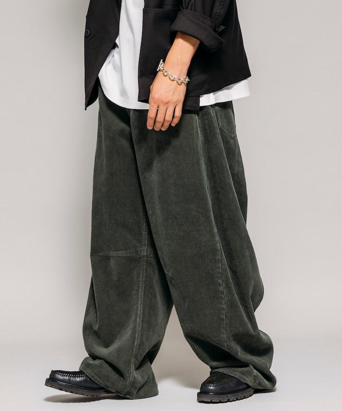 寬鬆版型 單水洗 彎曲燈芯絨長褲