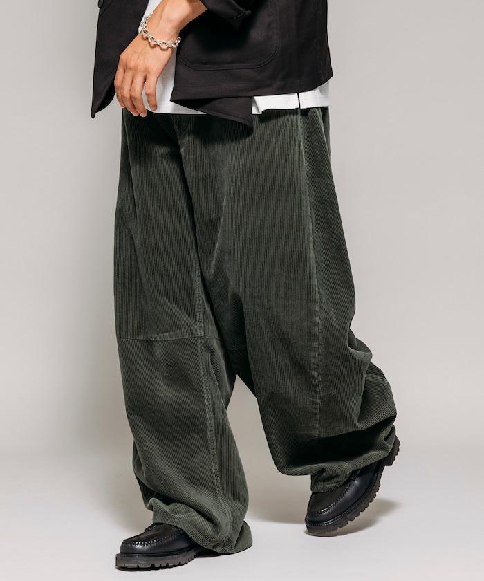 寬鬆版型 單水洗 彎曲燈芯絨長褲