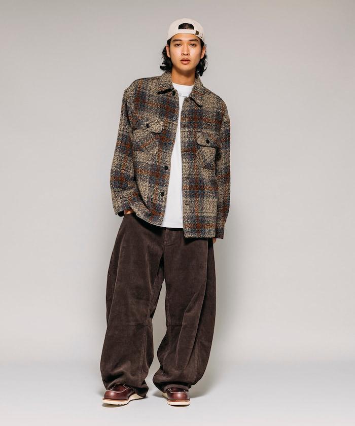 寬鬆版型 單水洗 彎曲燈芯絨長褲