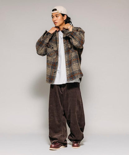 寬鬆版型 單水洗 彎曲燈芯絨長褲