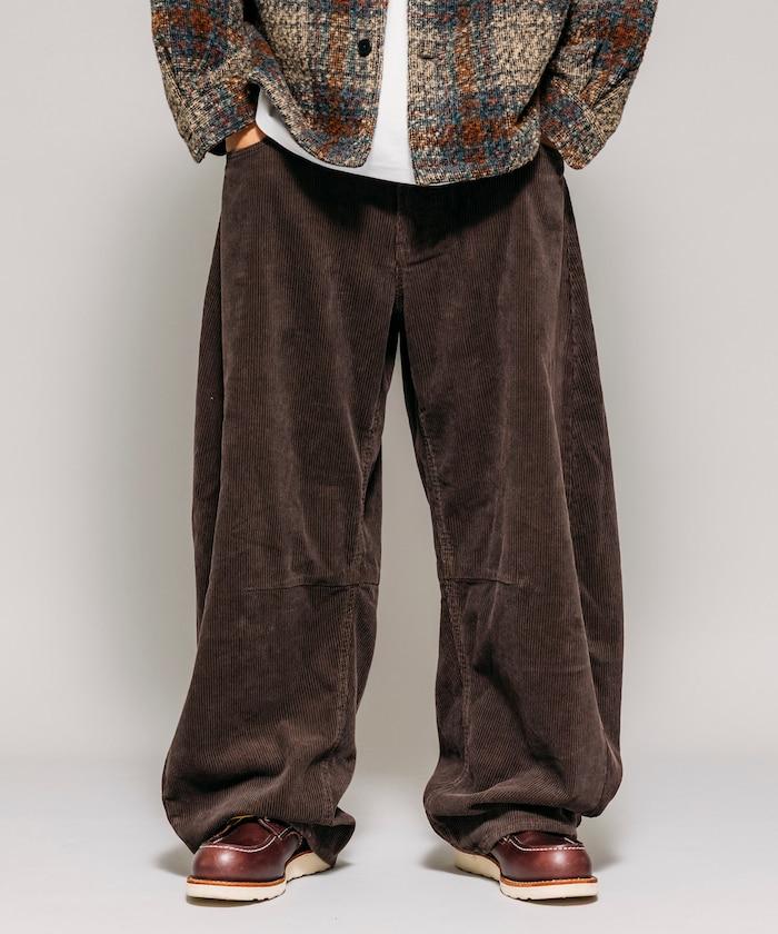 寬鬆版型 單水洗 彎曲燈芯絨長褲