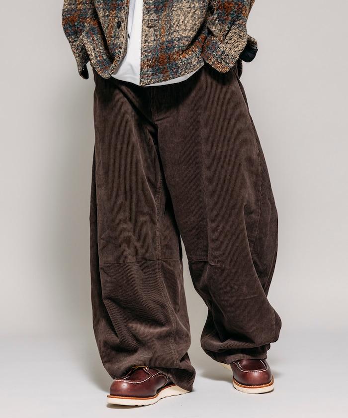 寬鬆版型 單水洗 彎曲燈芯絨長褲