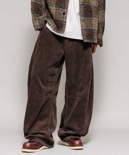 寬鬆版型 單水洗 彎曲燈芯絨長褲