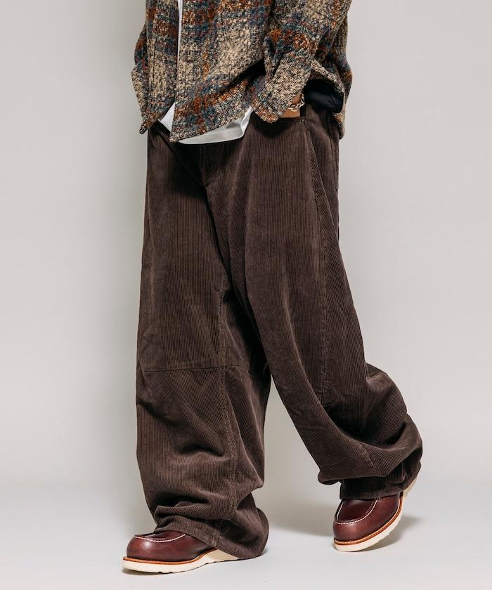 寬鬆版型 單水洗 彎曲燈芯絨長褲