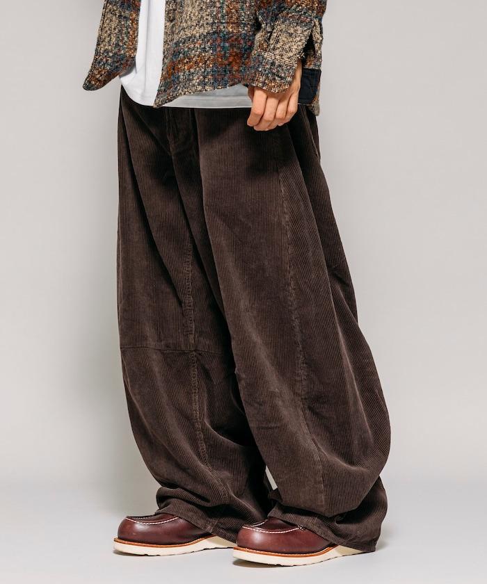 寬鬆版型 單水洗 彎曲燈芯絨長褲