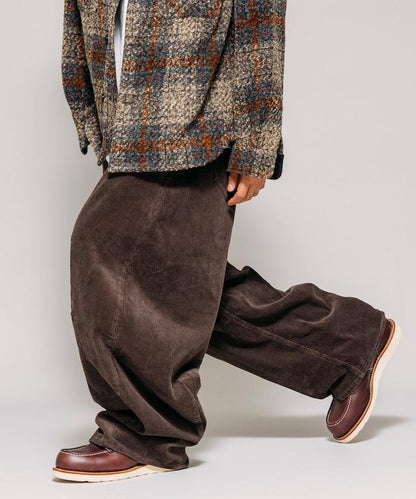 寬鬆版型 單水洗 彎曲燈芯絨長褲