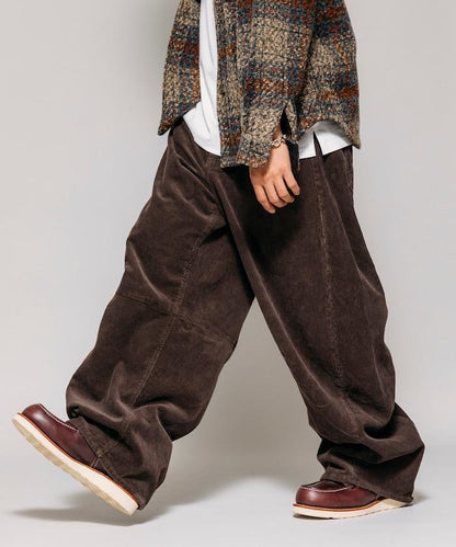 寬鬆版型 單水洗 彎曲燈芯絨長褲