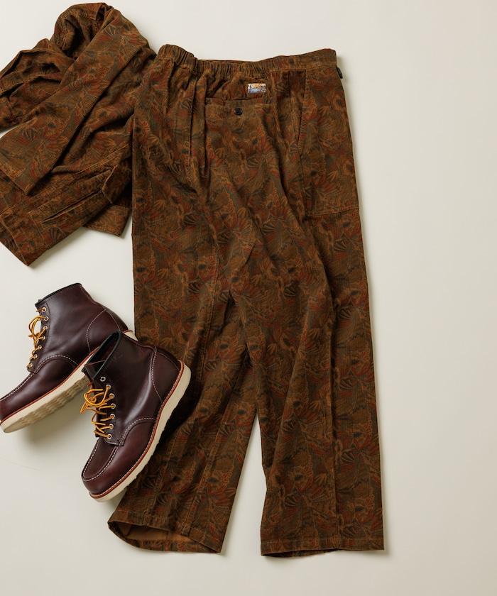 寬鬆直筒版型 全印花燈芯絨休閒褲【可搭配套裝】