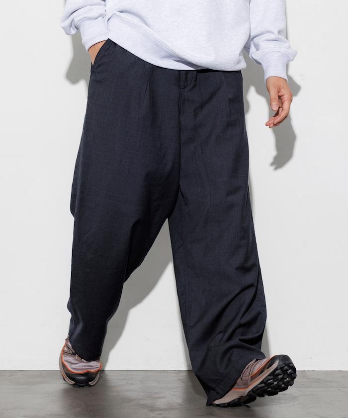 水洗100%羊毛寬鬆版型西裝褲