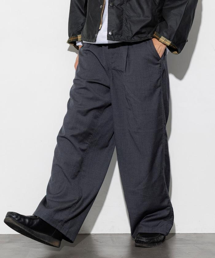 水洗100%羊毛寬鬆版型西裝褲