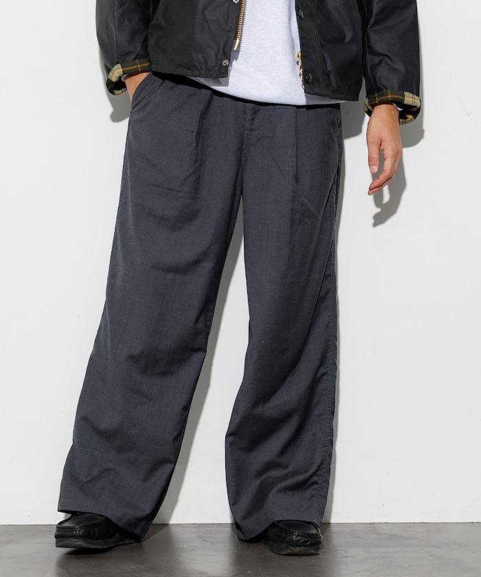 水洗100%羊毛寬鬆版型西裝褲