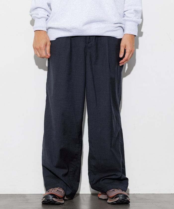 水洗100%羊毛寬鬆版型西裝褲