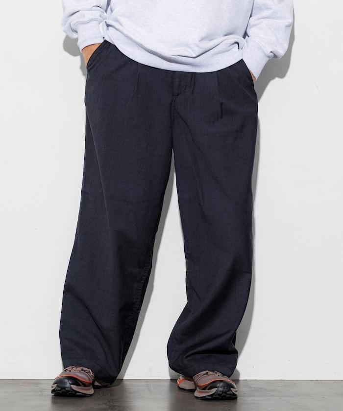 水洗100%羊毛寬鬆版型西裝褲